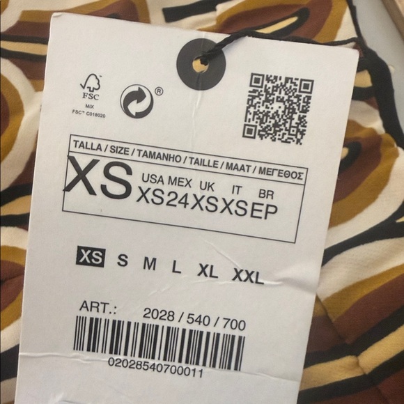 Zara Brown Printed Flare High Waist Geometric Art Deco Size XS - Picture 4 of 10